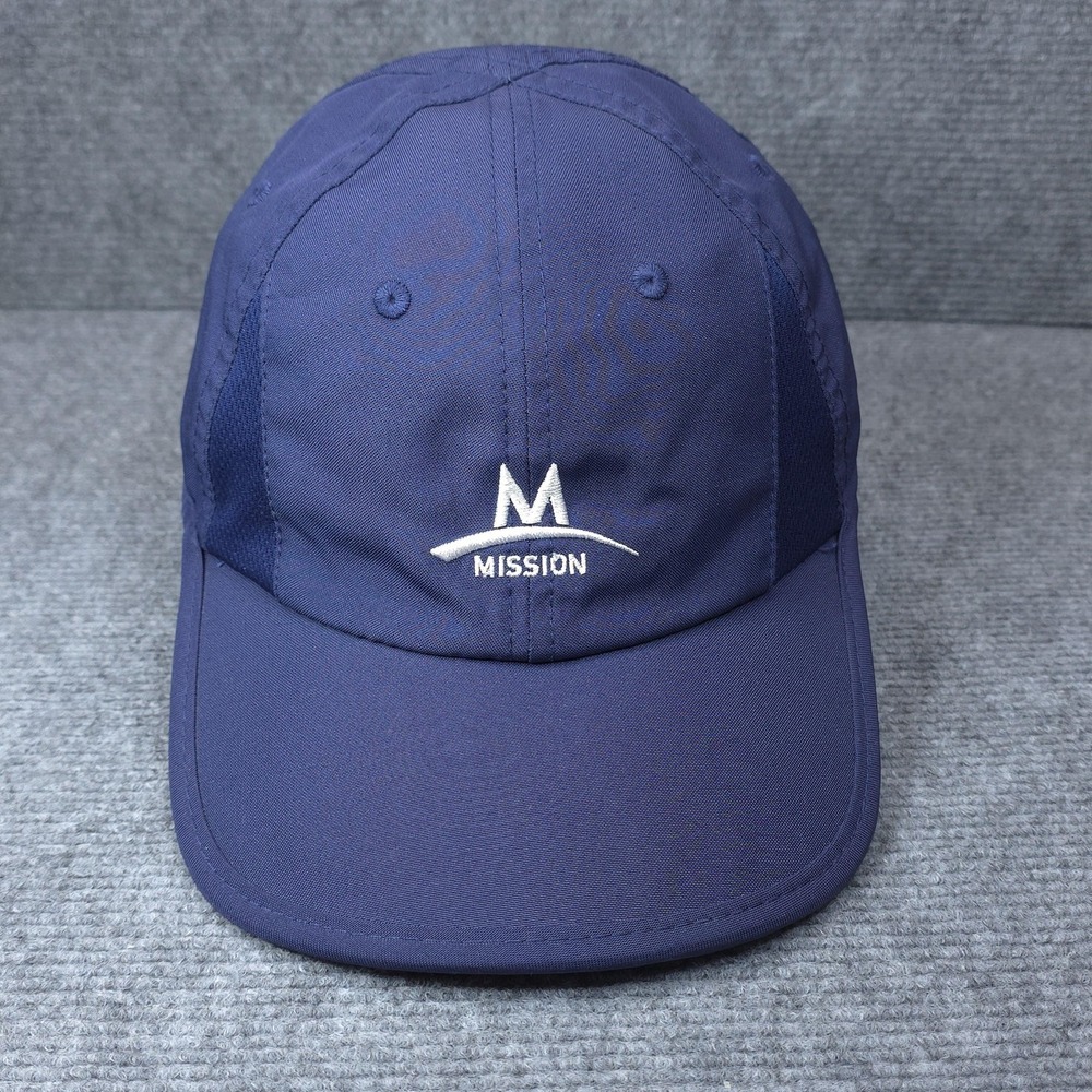 Mission Enduracool Hat Runners Cap Strap Back Mens Blue Lightweight Gym Hike